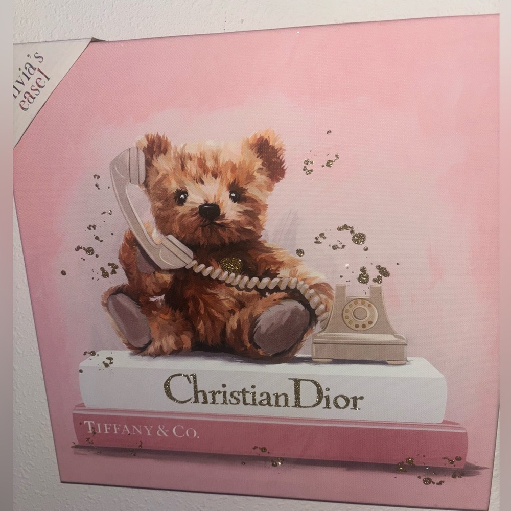 Design District Christian Dior Teddy Bear Art Print Canvas